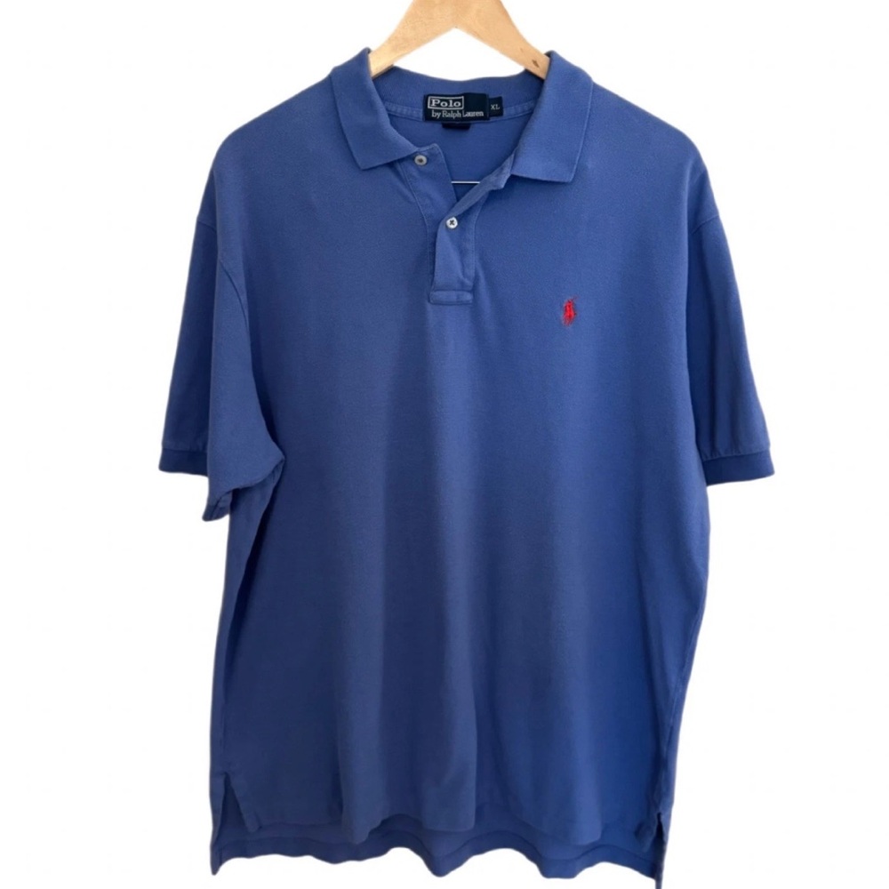 Polo Ralph Lauren Polo Shirt Men XL Blue Short Sleeve Pony Preppy - Picture 1 of 6